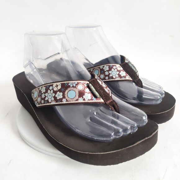 Teva Sandals Womens Size 10 Flip Flops Platform Wedge Thong Comfortable Floral - Picture 1 of 10